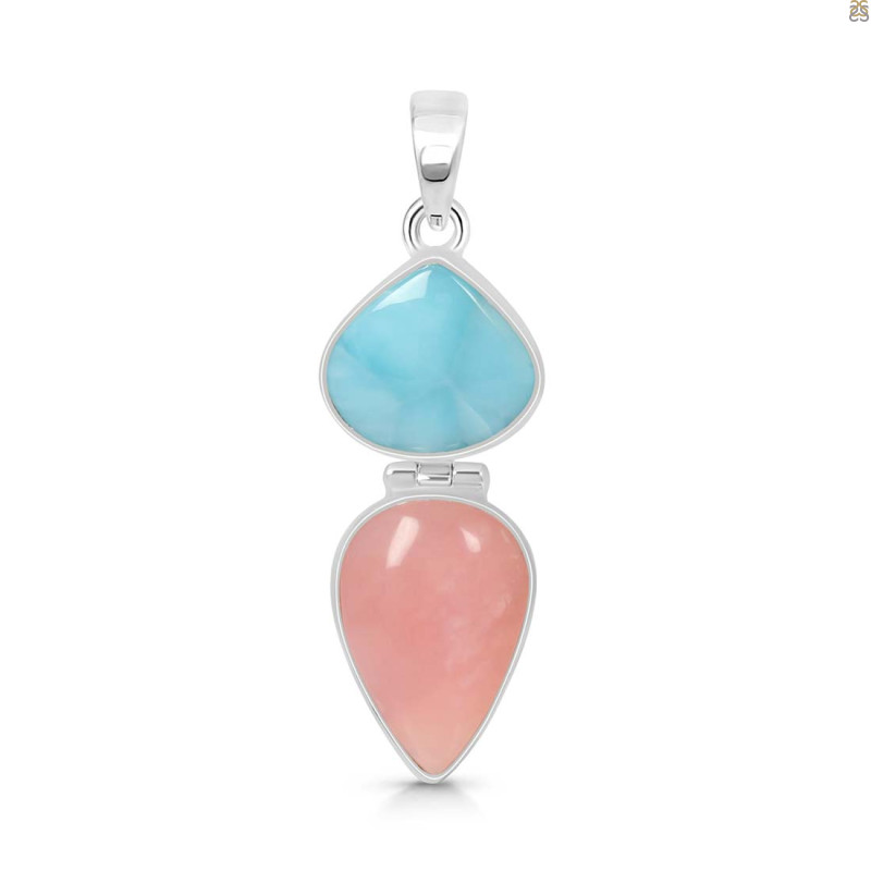 Pink Opal/Larimar Pendant-2SP PKO-1-10