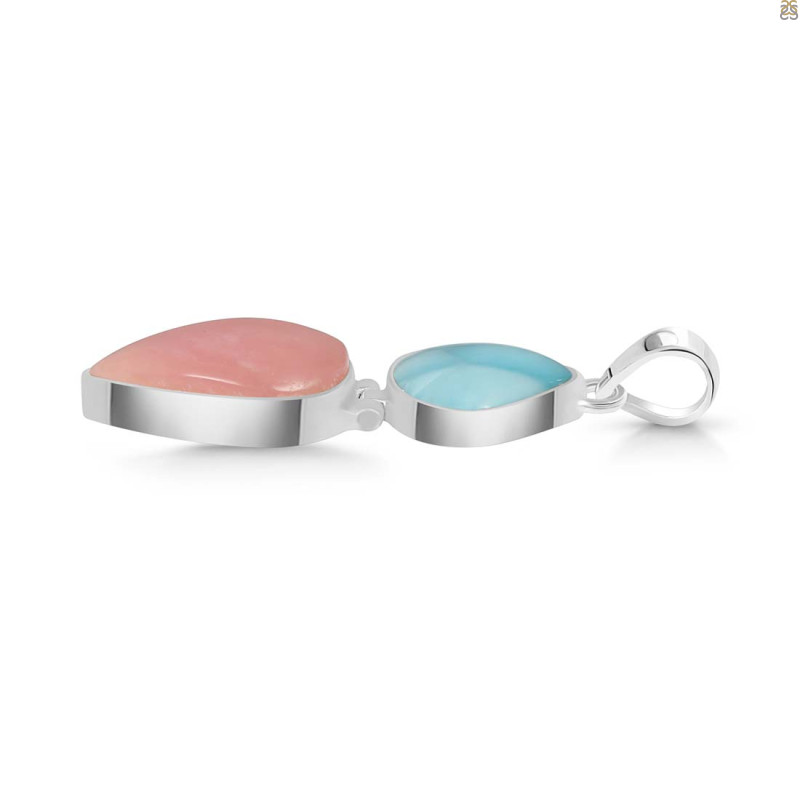 Pink Opal/Larimar Pendant-2SP PKO-1-10