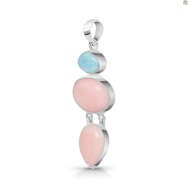 Pink Opal/Larimar Pendant-2SP