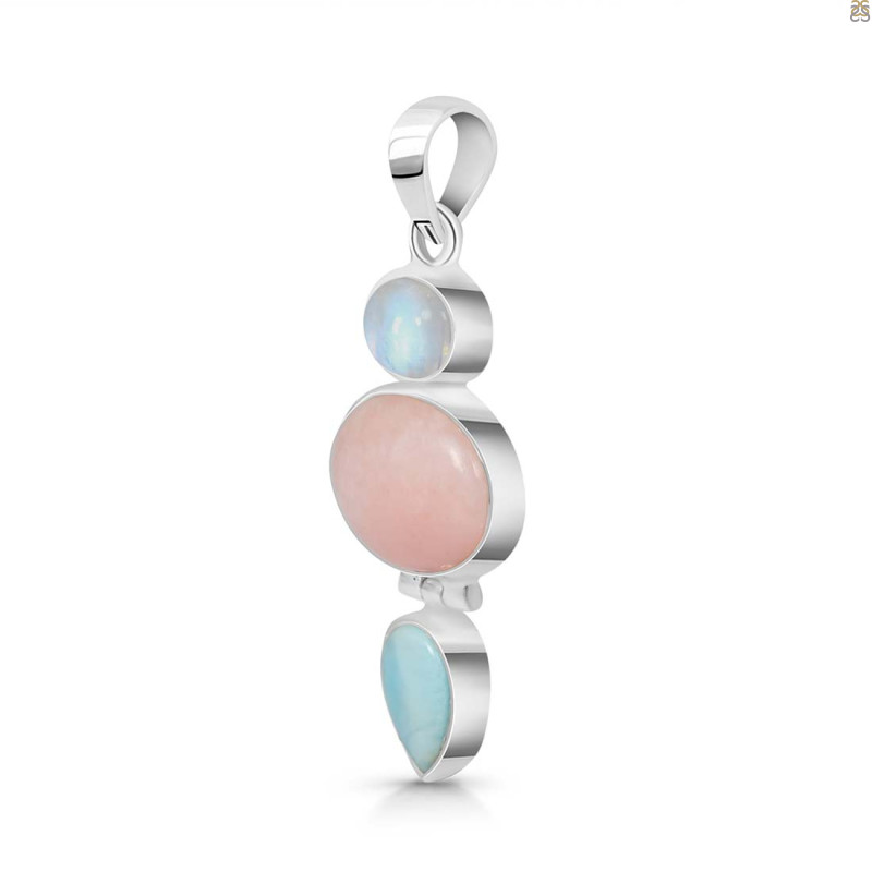 Pink Opal/Larimar/Moonstone Pendant-2SP