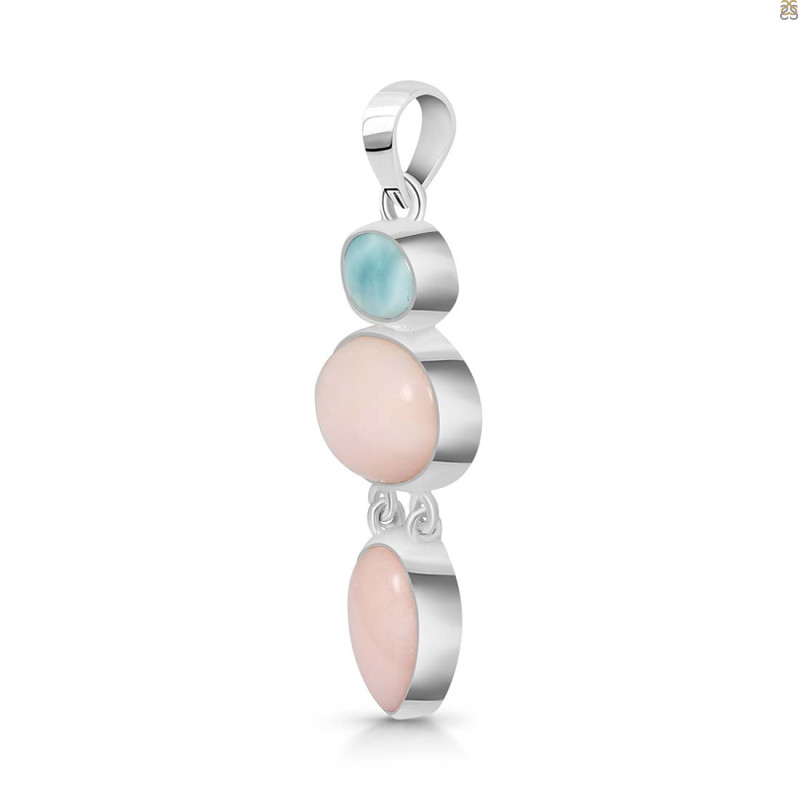Pink Opal/Larimar Pendant-2SP