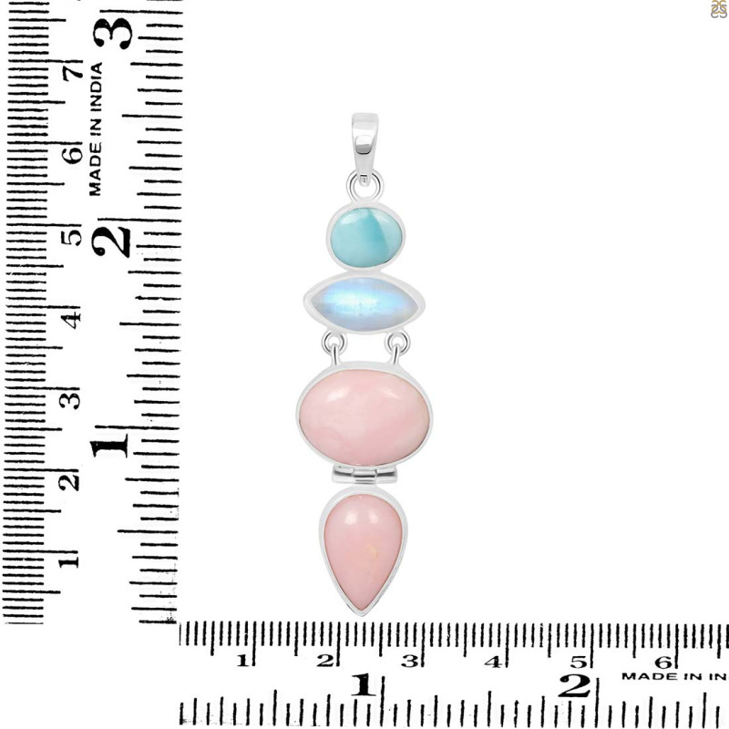 Pink Opal/Larimar/Moonstone Pendant-2SP PKO-1-105