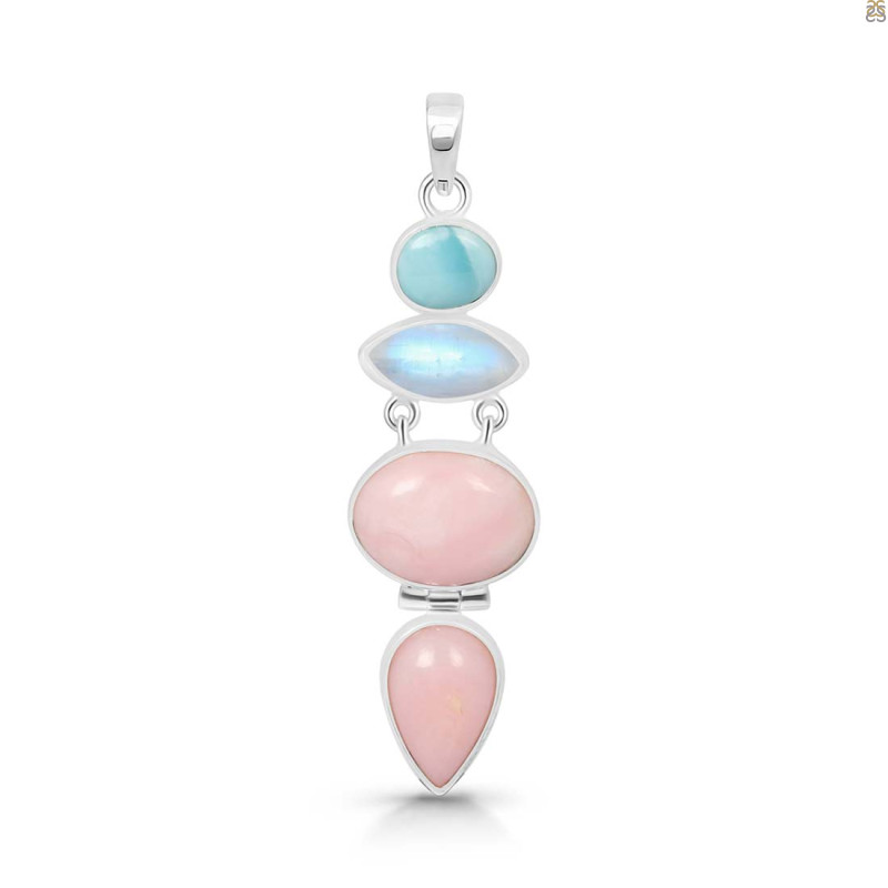 Pink Opal/Larimar/Moonstone Pendant-2SP PKO-1-105