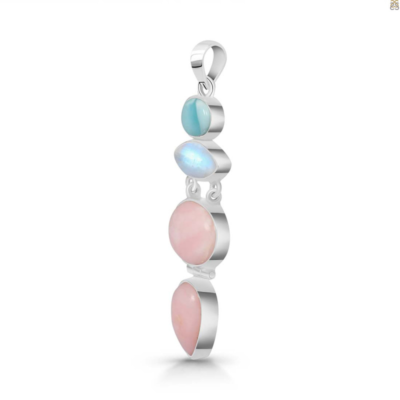 Pink Opal/Larimar/Moonstone Pendant-2SP PKO-1-105