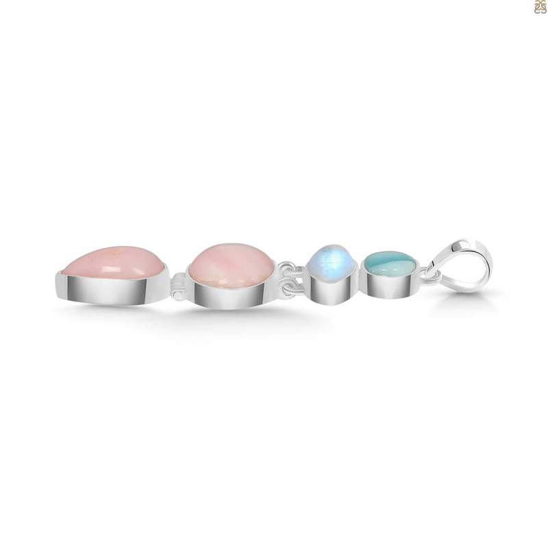 Pink Opal/Larimar/Moonstone Pendant-2SP PKO-1-105