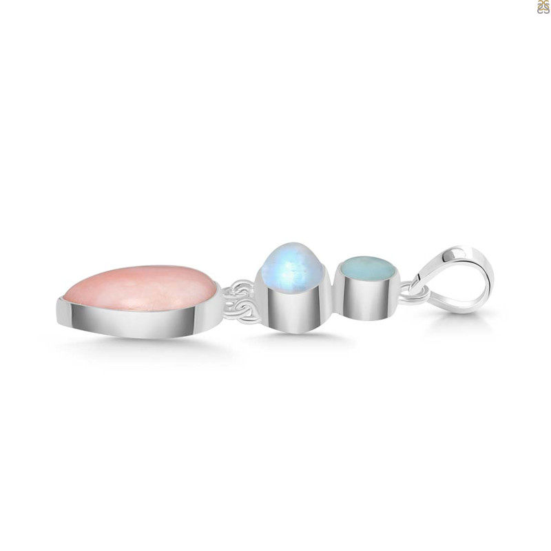 Pink Opal/Larimar/Moonstone Pendant-2SP PKO-1-106