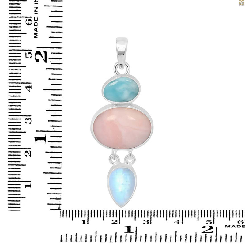 Pink Opal/Larimar/Moonstone Pendant-2SP PKO-1-108