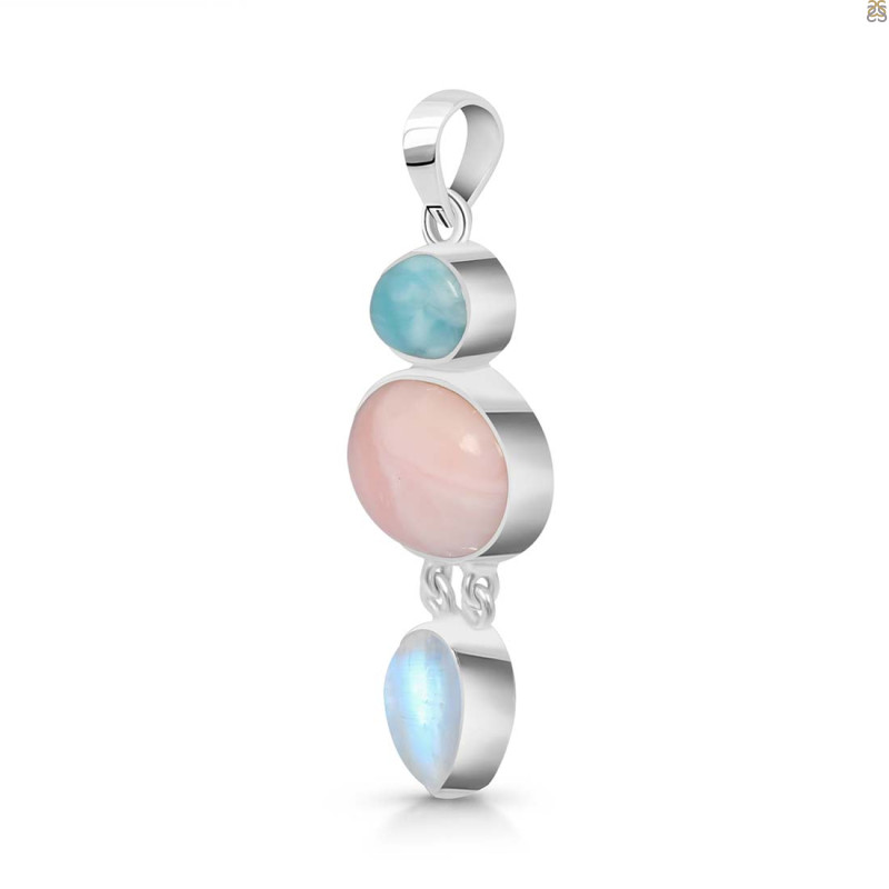 Pink Opal/Larimar/Moonstone Pendant-2SP PKO-1-108