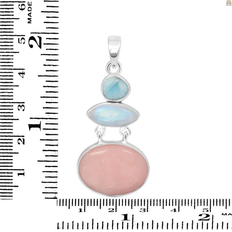 Pink Opal/Larimar/Moonstone Pendant-2SP PKO-1-109