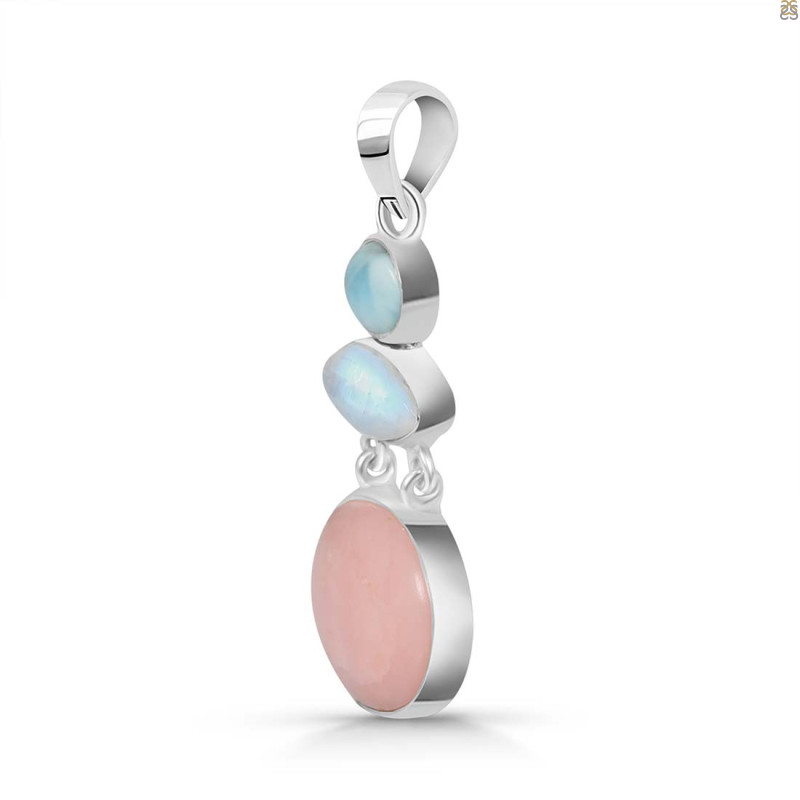 Pink Opal/Larimar/Moonstone Pendant-2SP PKO-1-109