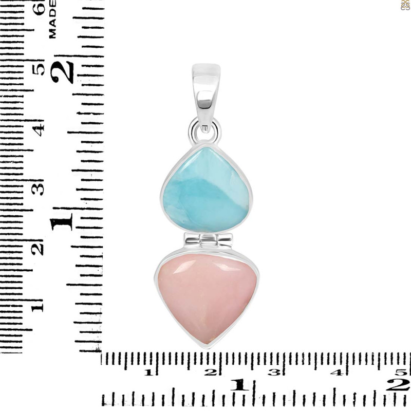 Pink Opal/Larimar Pendant-2SP PKO-1-14