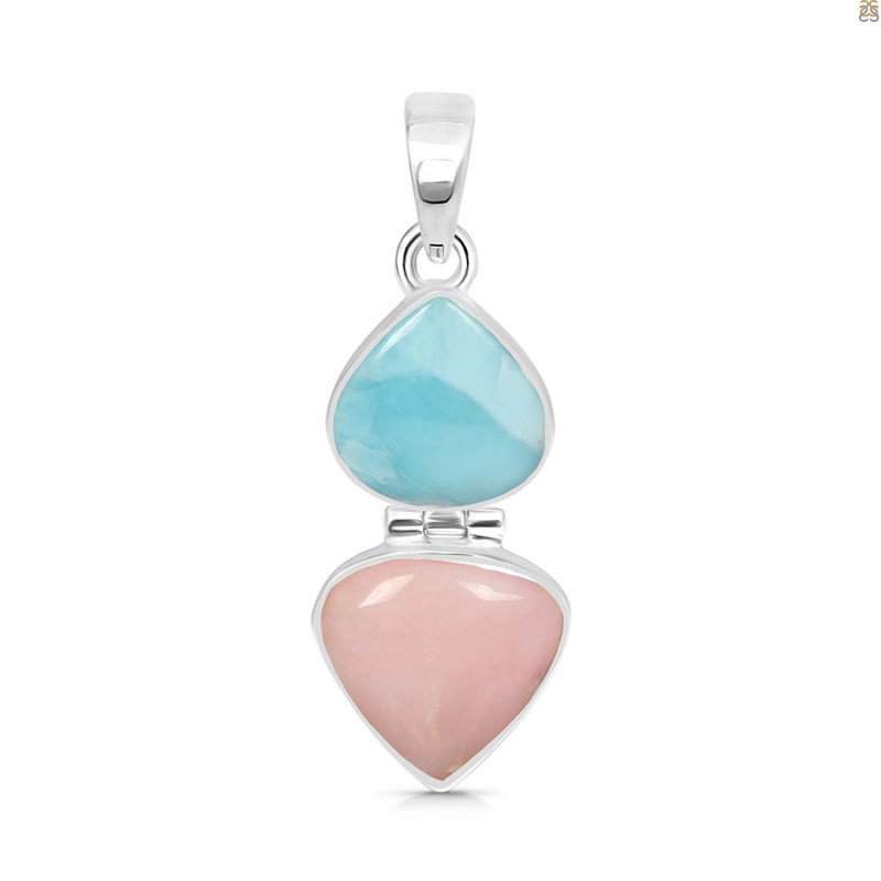 Pink Opal/Larimar Pendant-2SP PKO-1-14