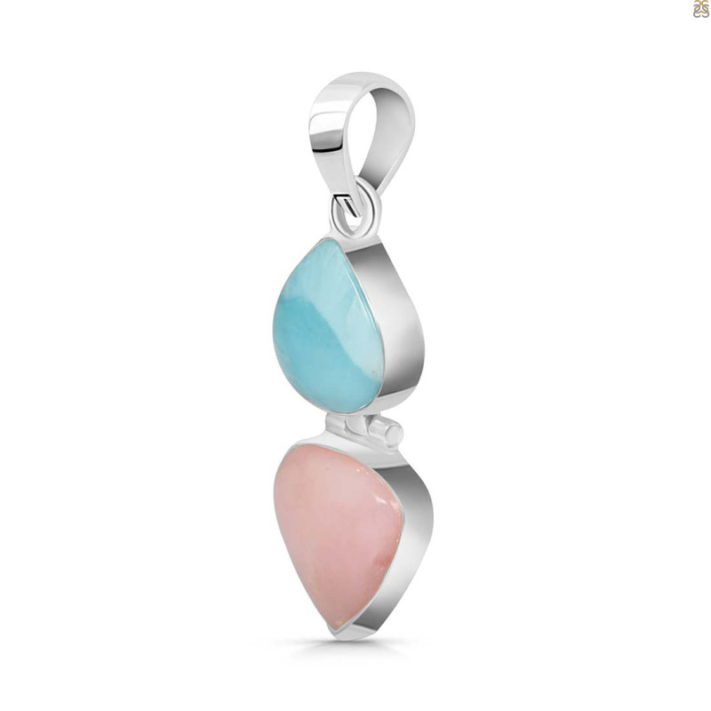 Pink Opal/Larimar Pendant-2SP