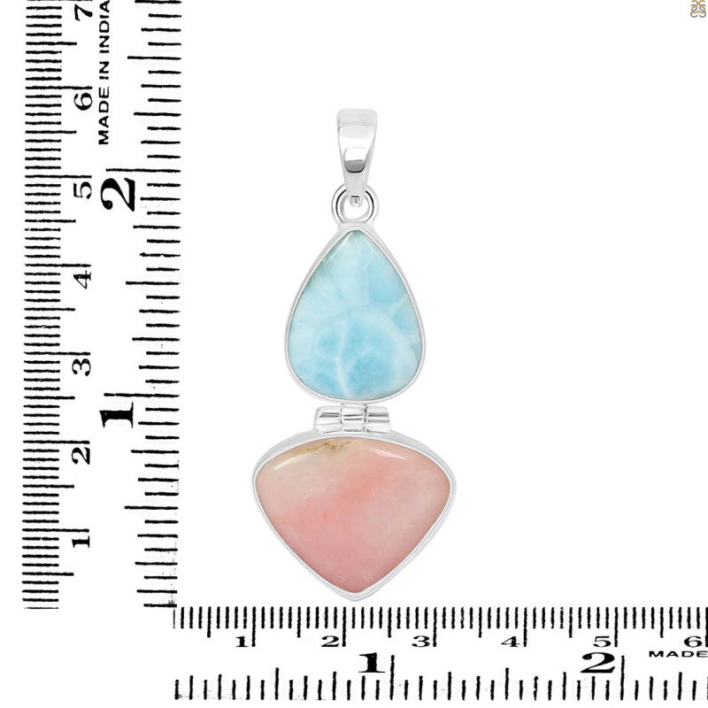 Pink Opal/Larimar Pendant-2SP PKO-1-17
