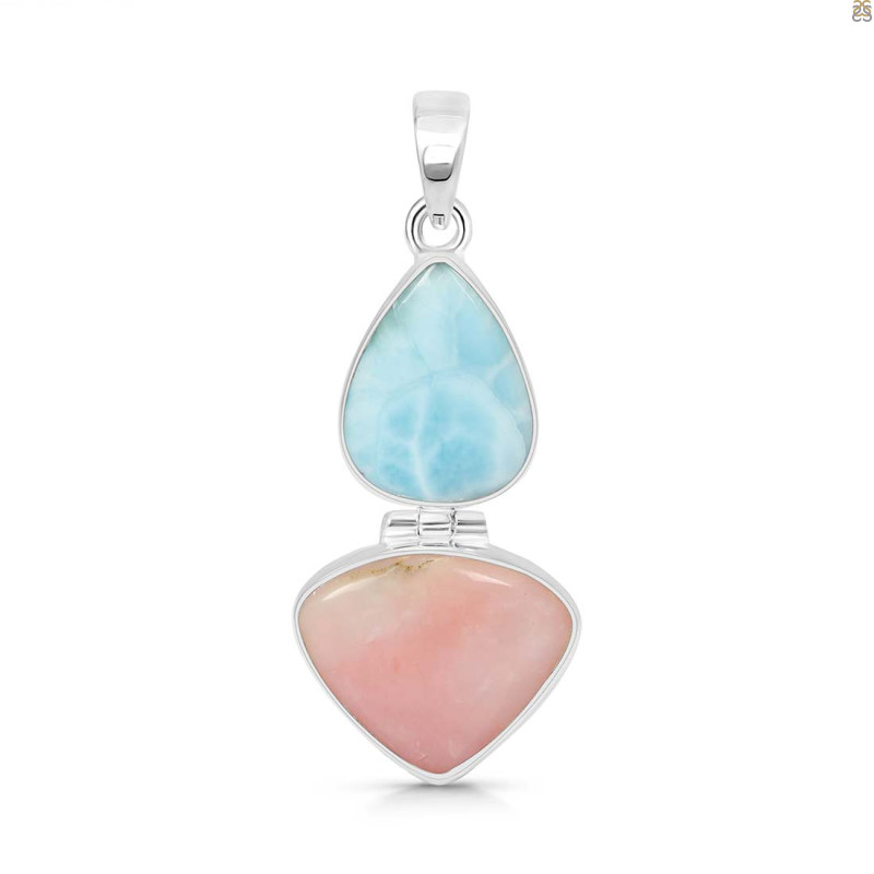 Pink Opal/Larimar Pendant-2SP PKO-1-17