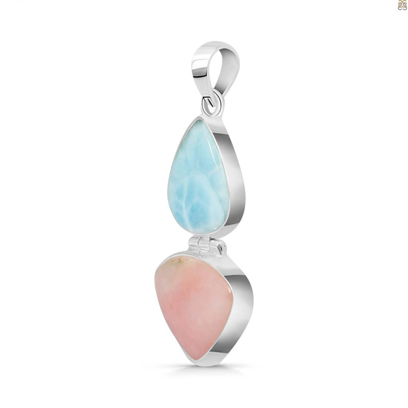 Pink Opal/Larimar Pendant-2SP PKO-1-17