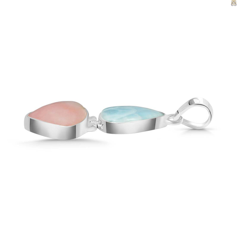 Pink Opal/Larimar Pendant-2SP PKO-1-17