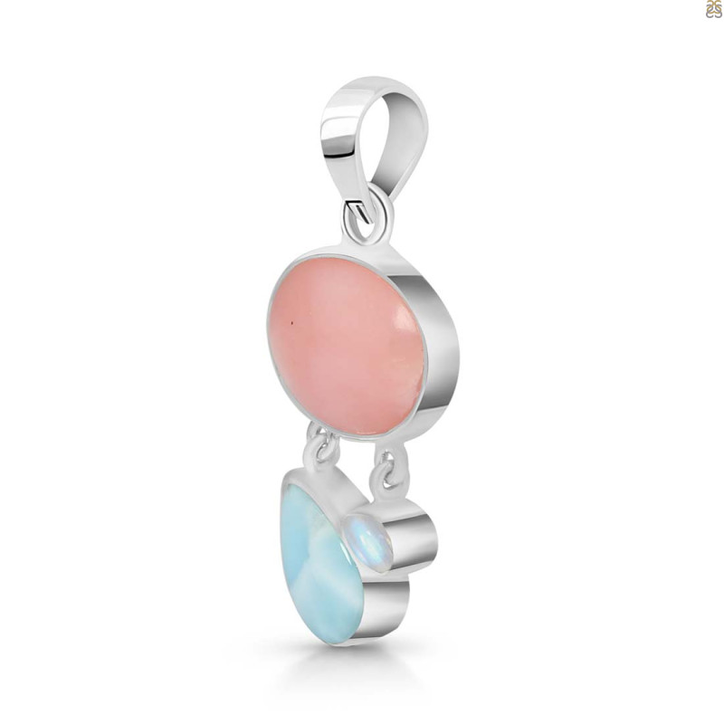 Pink Opal/Larimar/Moonstone Pendant-2SP