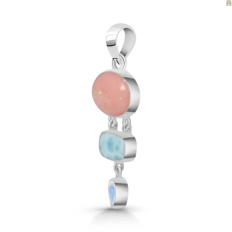 Pink Opal/Larimar/Moonstone Pendant-2SP