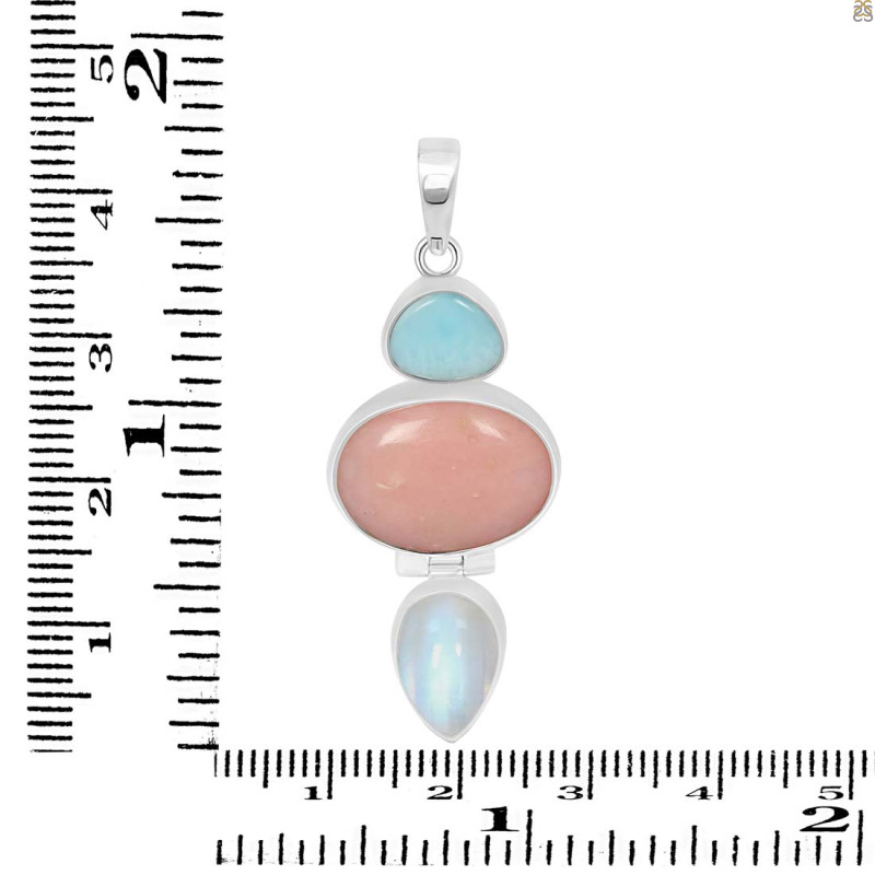 Pink Opal/Larimar/Moonstone Pendant-2SP PKO-1-70