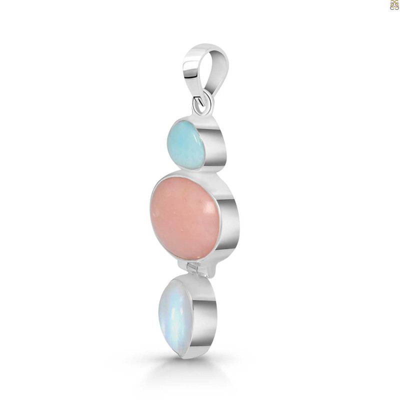 Pink Opal/Larimar/Moonstone Pendant-2SP PKO-1-70