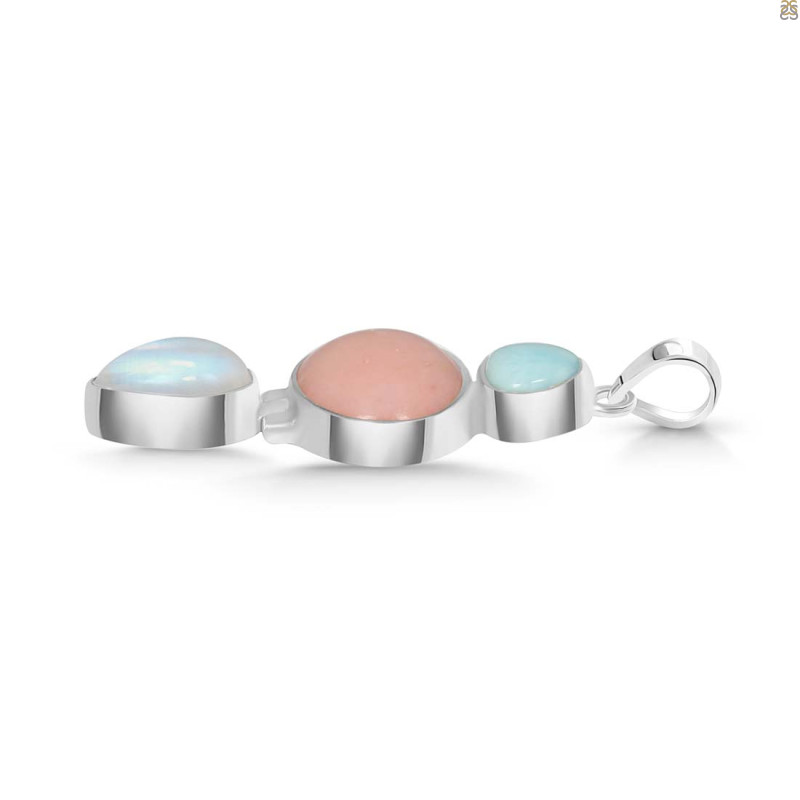 Pink Opal/Larimar/Moonstone Pendant-2SP PKO-1-70