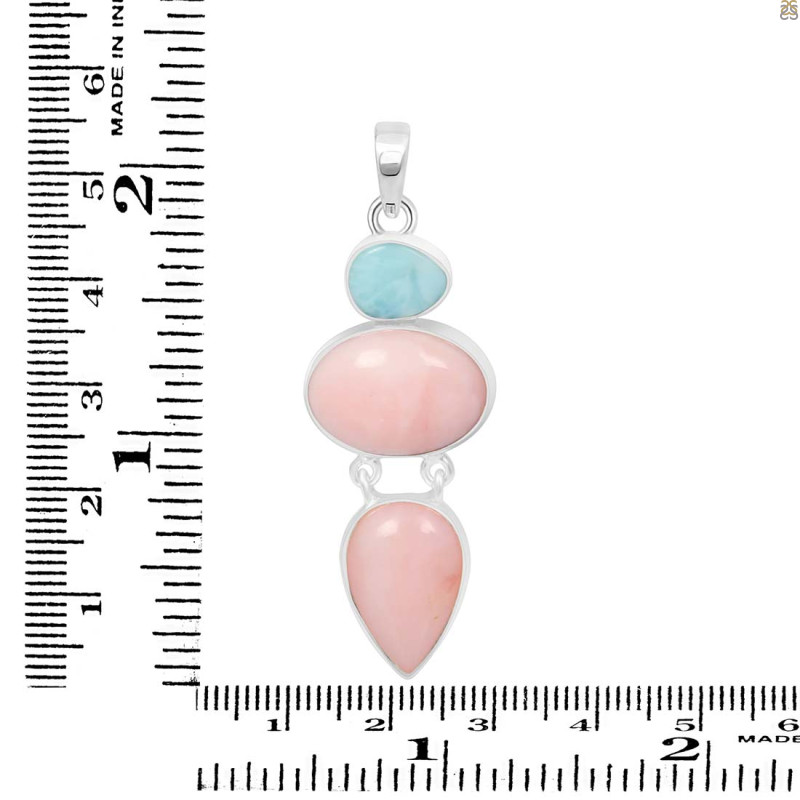 Pink Opal/Larimar Pendant-2SP PKO-1-75