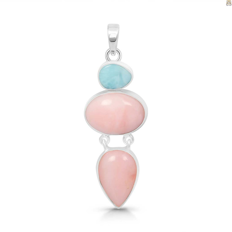 Pink Opal/Larimar Pendant-2SP PKO-1-75