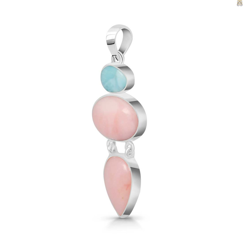 Pink Opal/Larimar Pendant-2SP PKO-1-75