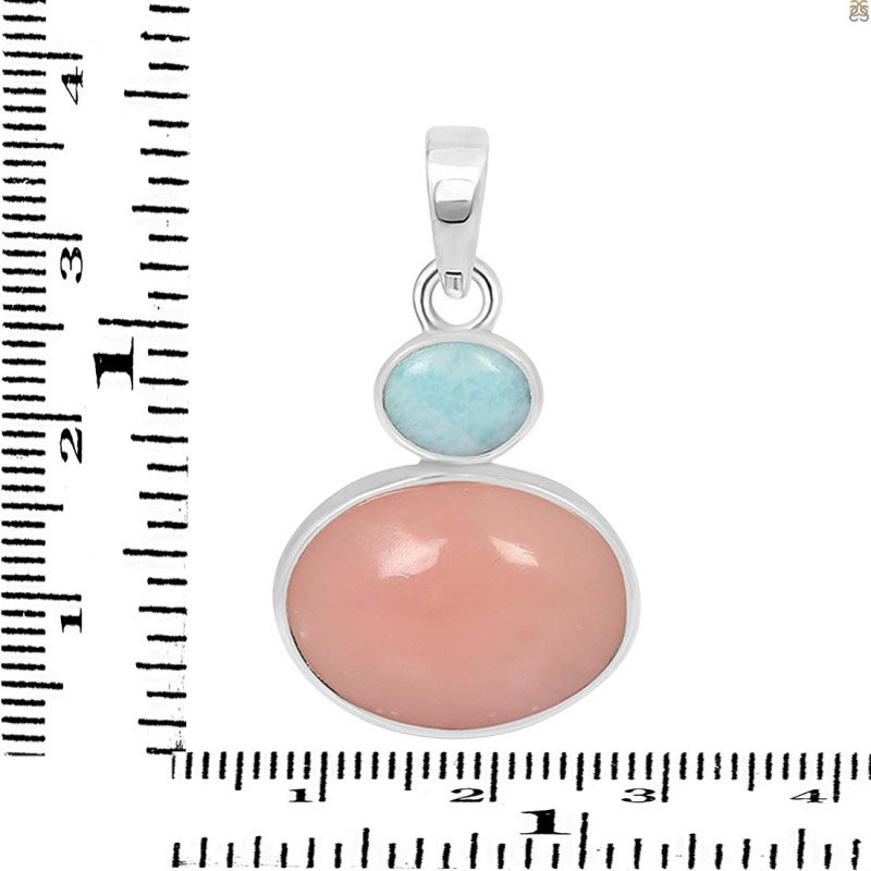 Pink Opal/Larimar Pendant-2SP PKO-1-87