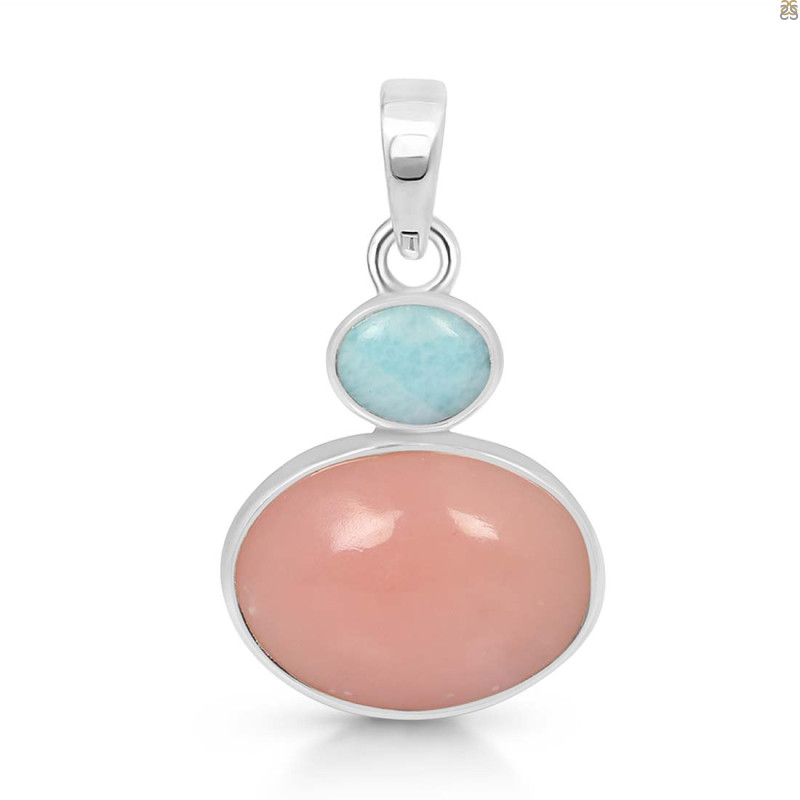 Pink Opal/Larimar Pendant-2SP PKO-1-87