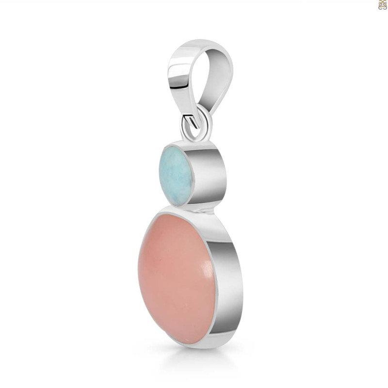 Pink Opal/Larimar Pendant-2SP PKO-1-87