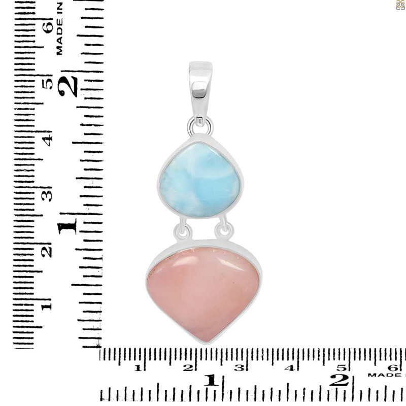 Pink Opal/Larimar Pendant-2SP PKO-1-9