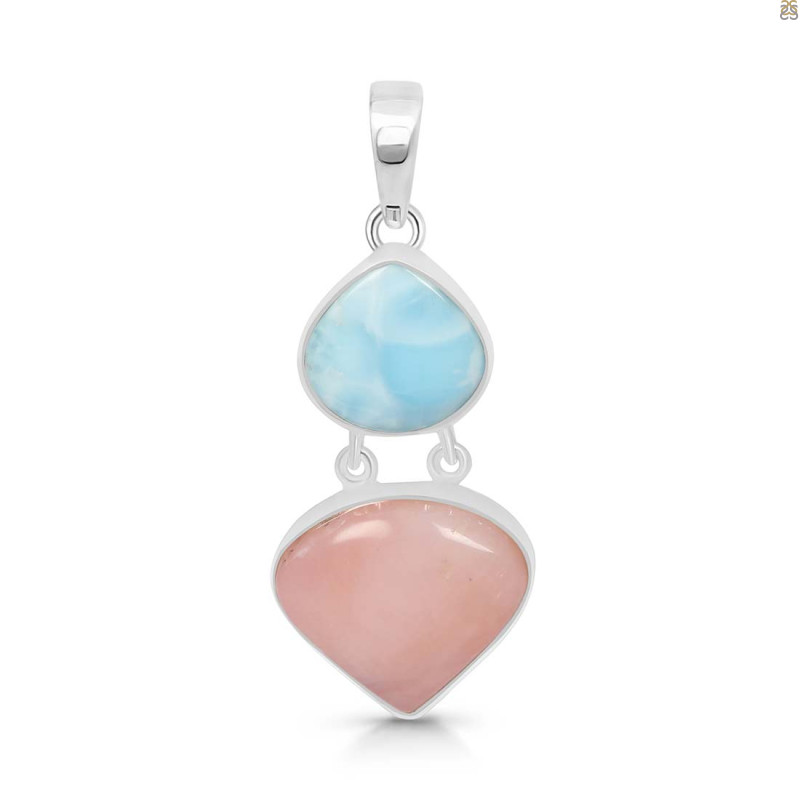 Pink Opal/Larimar Pendant-2SP PKO-1-9