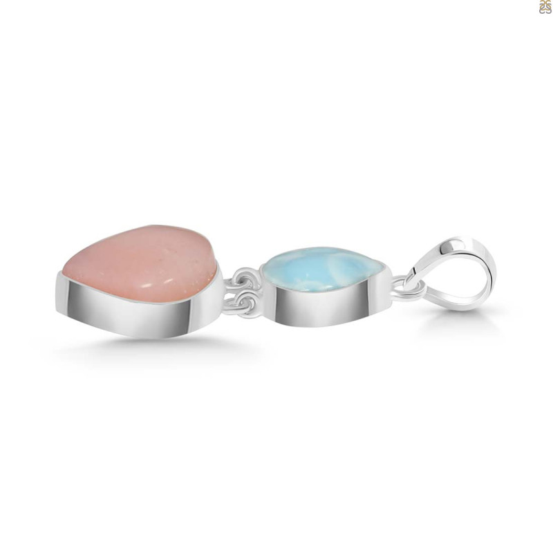 Pink Opal/Larimar Pendant-2SP PKO-1-9