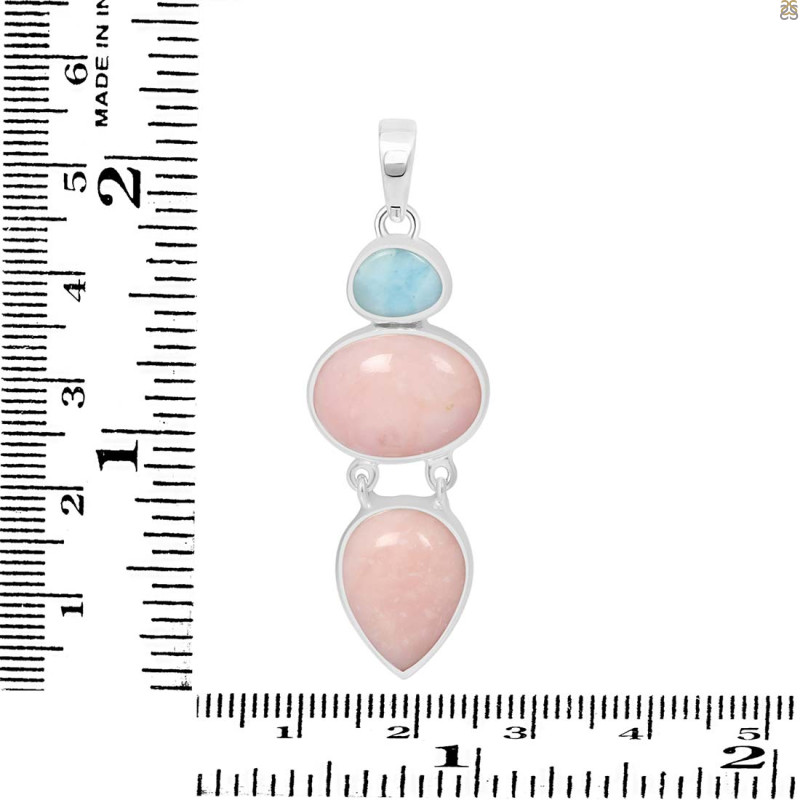 Pink Opal/Larimar Pendant-2SP PKO-1-90