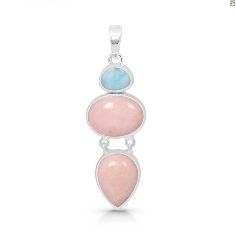 Pink Opal/Larimar Pendant-2SP PKO-1-90