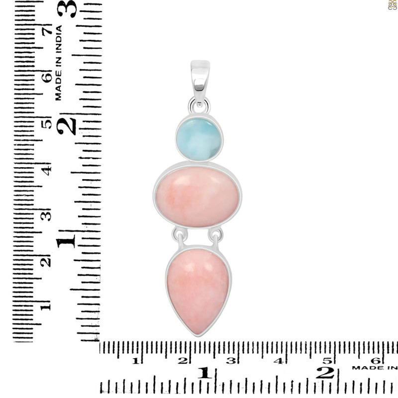 Pink Opal/Larimar Pendant-2SP PKO-1-92