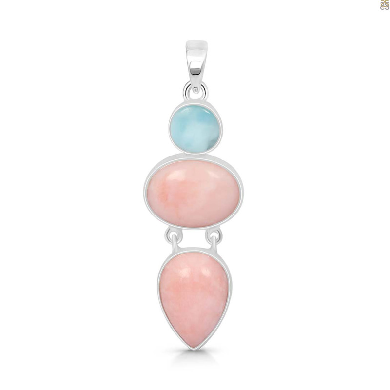 Pink Opal/Larimar Pendant-2SP PKO-1-92