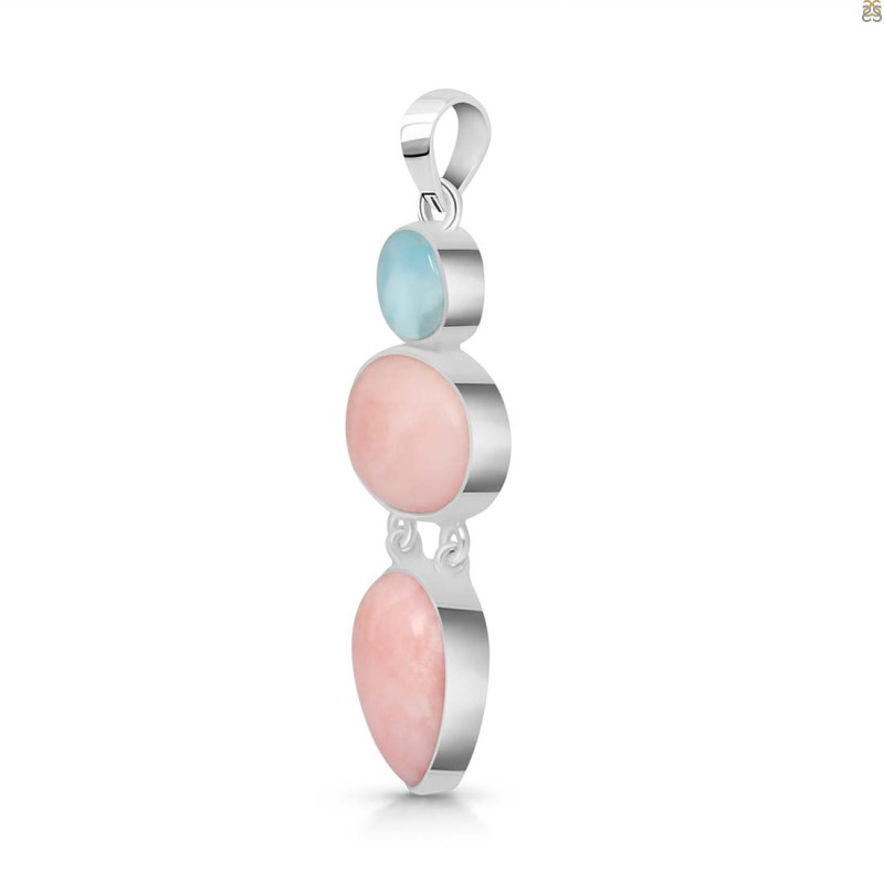 Pink Opal/Larimar Pendant-2SP PKO-1-92