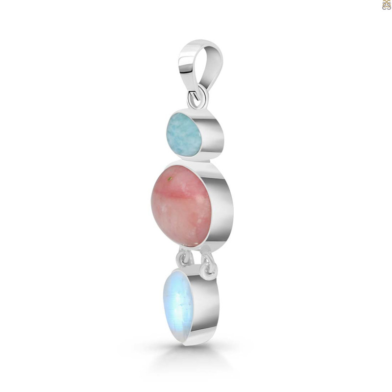 Pink Opal/Larimar/Moonstone Pendant-2SP