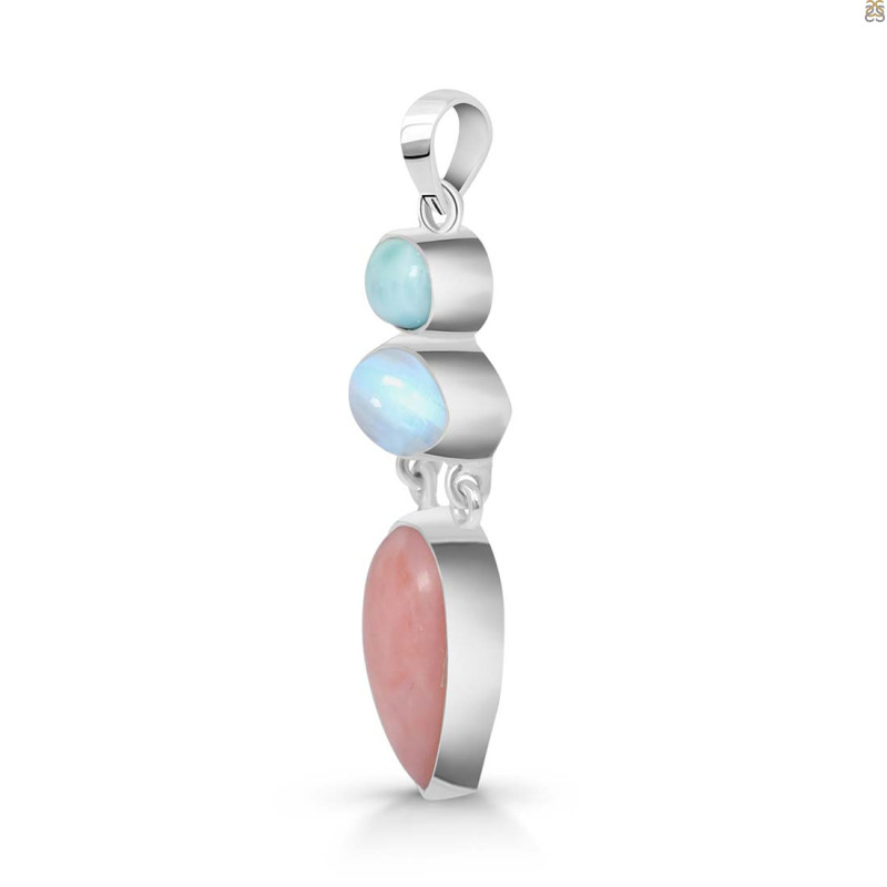 Pink Opal/Larimar/Moonstone Pendant-2SP