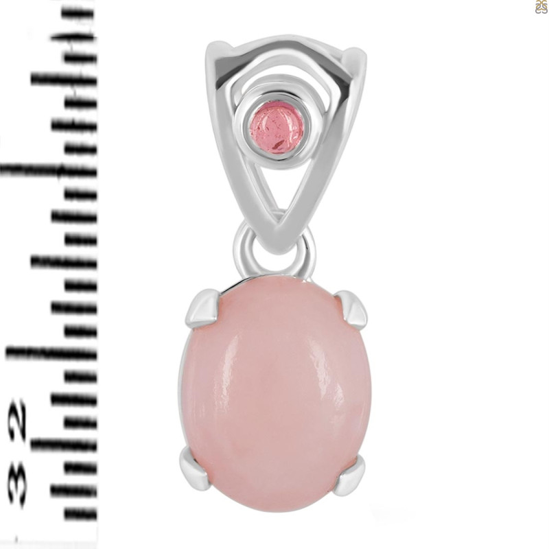 Pink Opal & Tourmaline Pendant PKO-RDP-553-V-TRM-LOOP.
