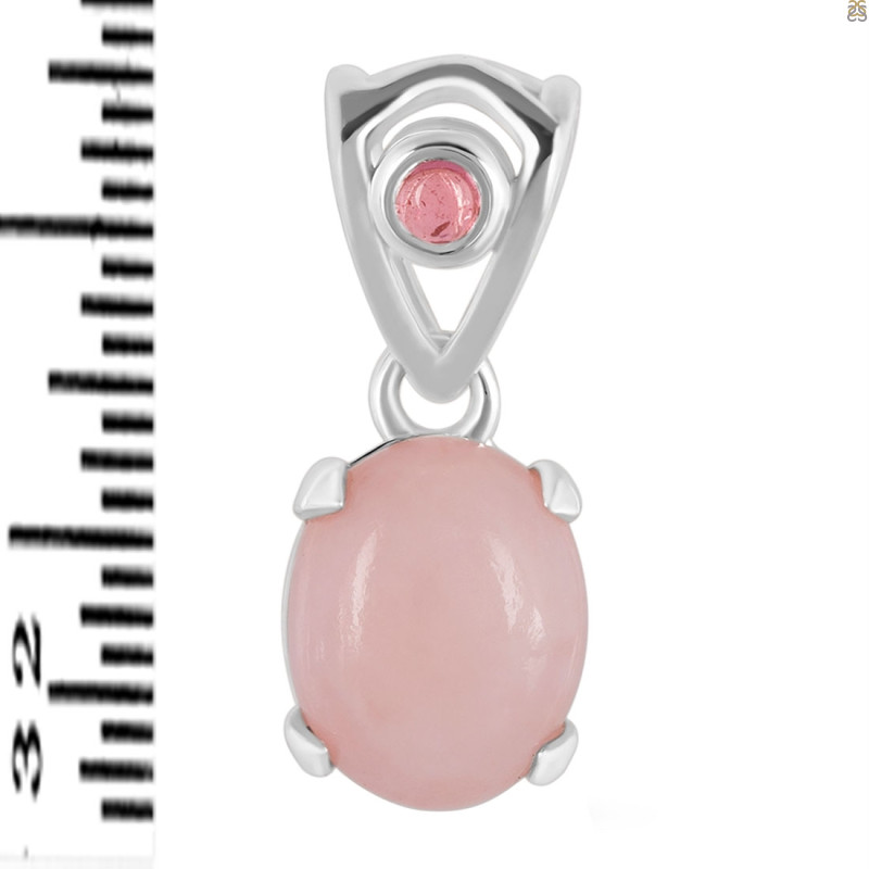 Pink Opal & Tourmaline Pendant PKO-RDP-554-V-TRM-LOOP.