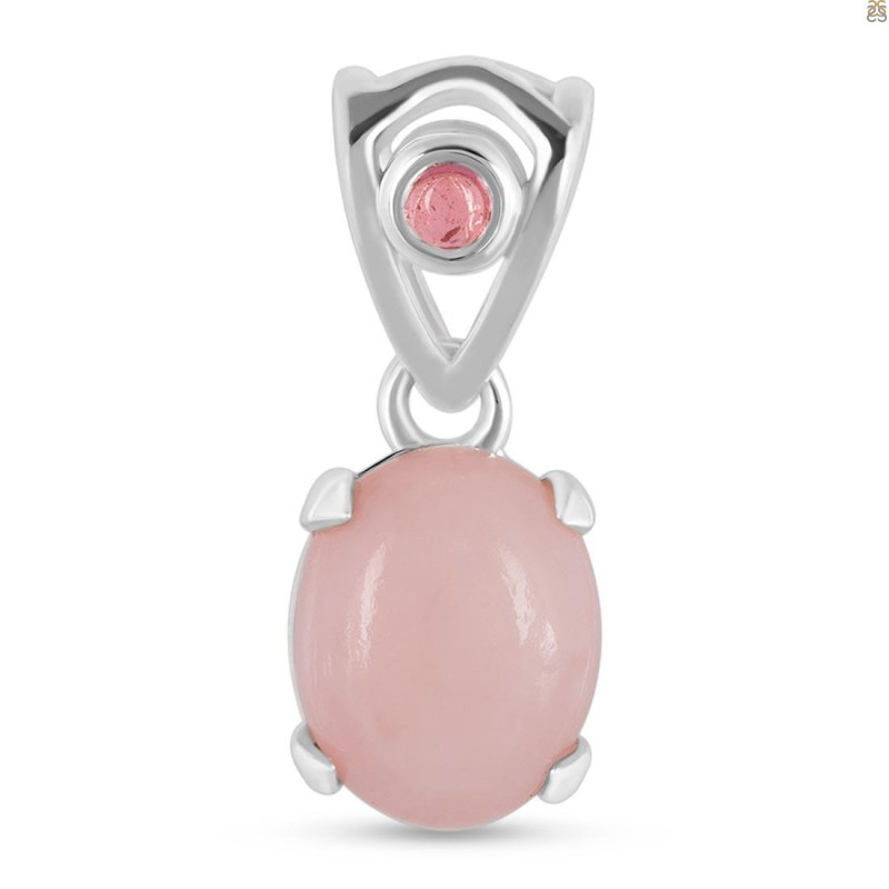 Pink Opal & Tourmaline Pendant PKO-RDP-553-V-TRM-LOOP.