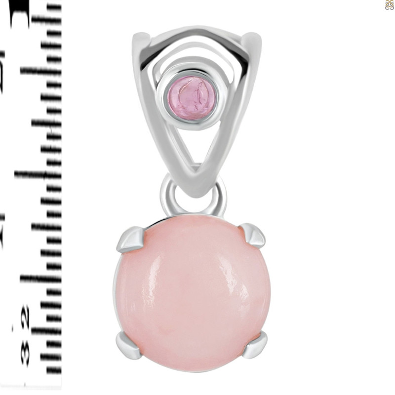 Pink Opal & Tourmaline Pendant PKO-RDP-561-TRM-V-LOOP.