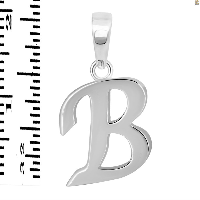 Plain Silver Alphabet B Pendant PS-RDA-106.