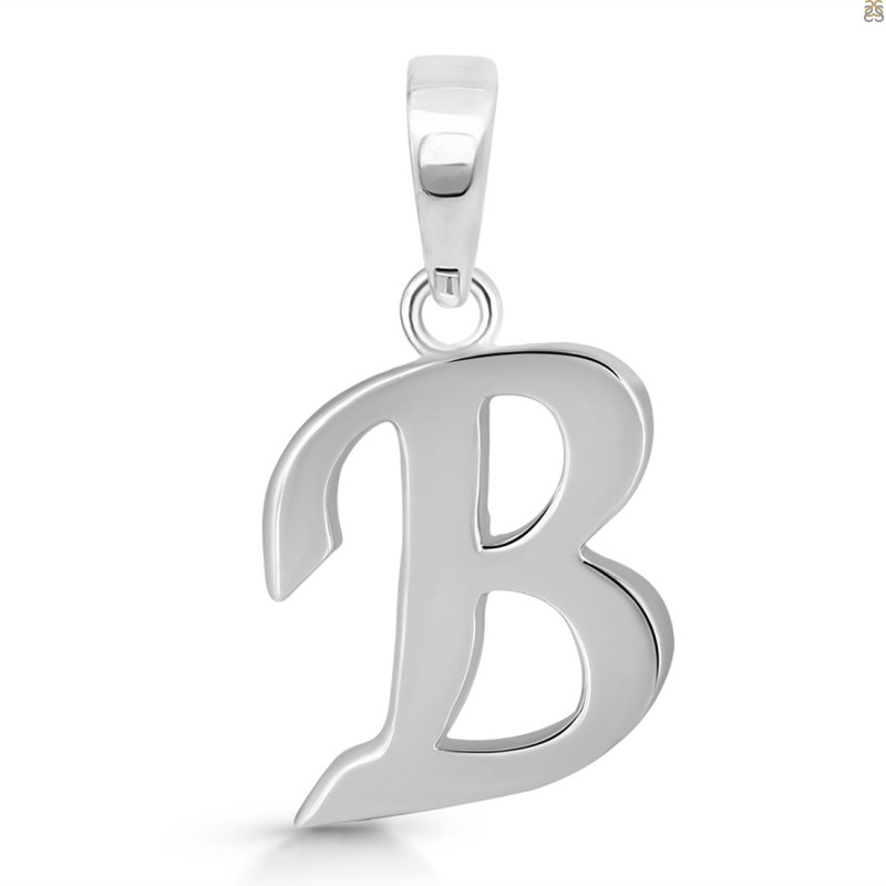 Plain Silver Alphabet B Pendant PS-RDA-106.