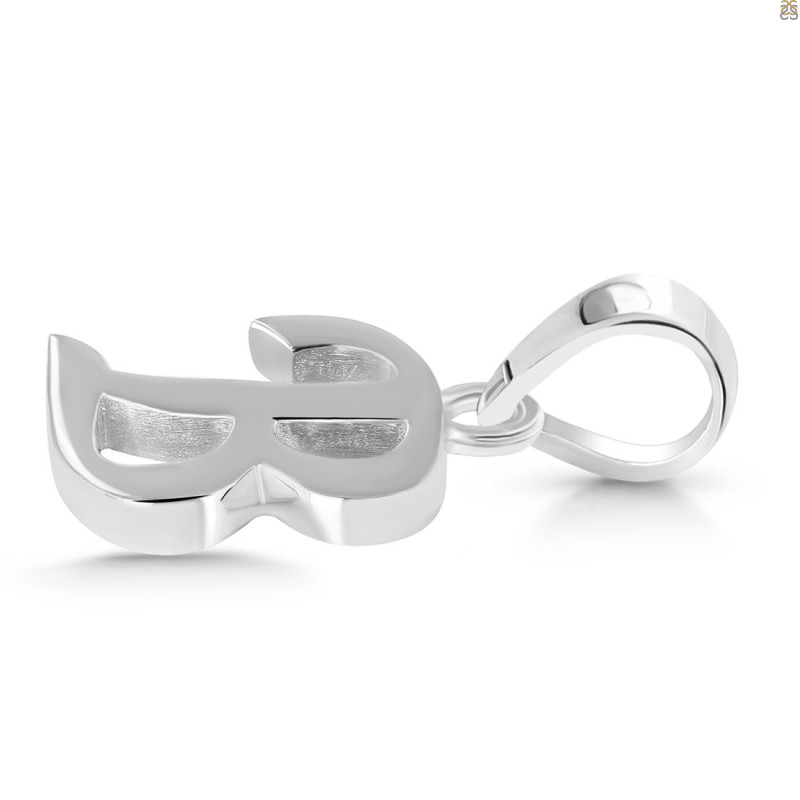 Plain Silver Alphabet B Pendant PS-RDA-106.