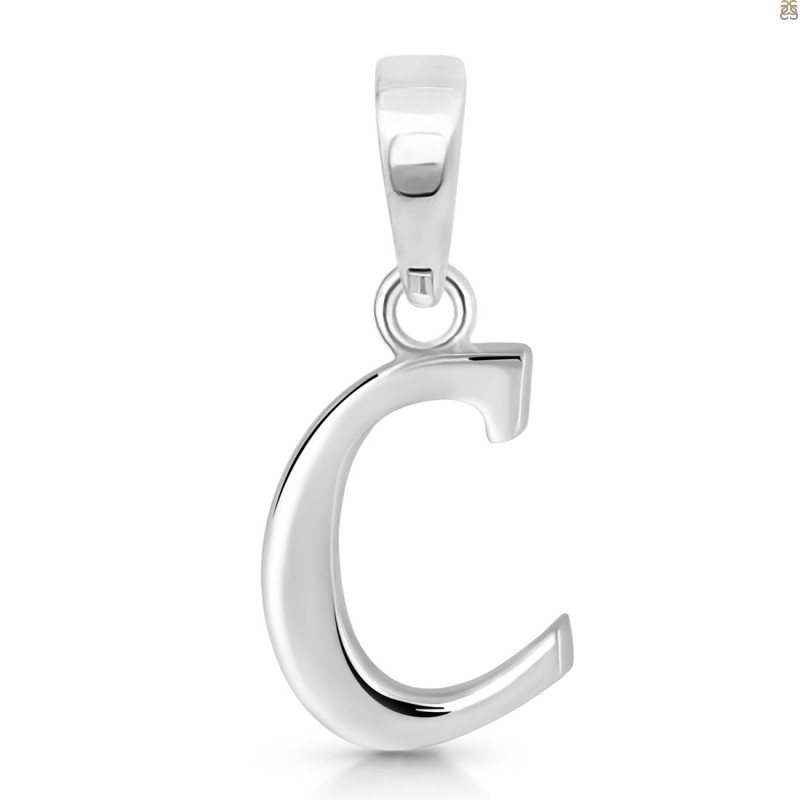 Plain Silver Alphabet C Pendant PS-RDA-107.